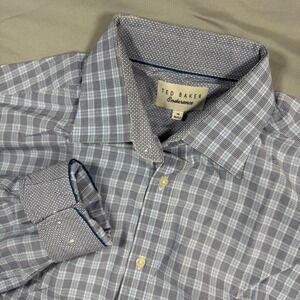 Ted Baker Endurance Blue White Gingham Dress Shirt Men's 16 36/37